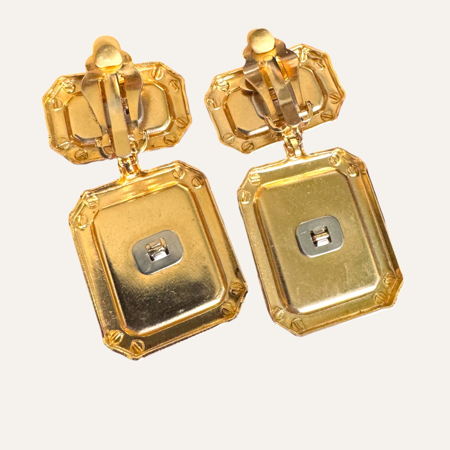 Vintage Bijoux Elephant Double-Panel Drop Earrings in Two-Tone Gold & Satin Silver | Sculptural Statement