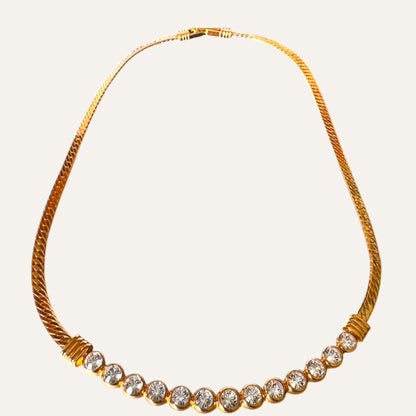 Vintage Swarovski Crystal Bar Herringbone Necklace
