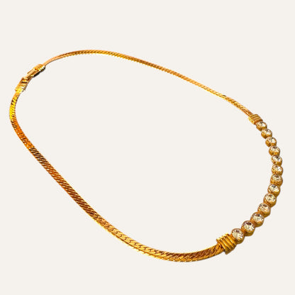 Vintage Swarovski Crystal Bar Herringbone Necklace