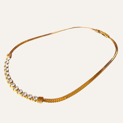 Vintage Swarovski Crystal Bar Herringbone Necklace