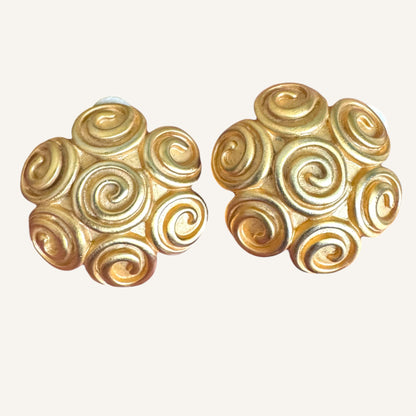 Anne Klein Domed Swirl Clip-On Earrings in Dual-Tone Gold Finish