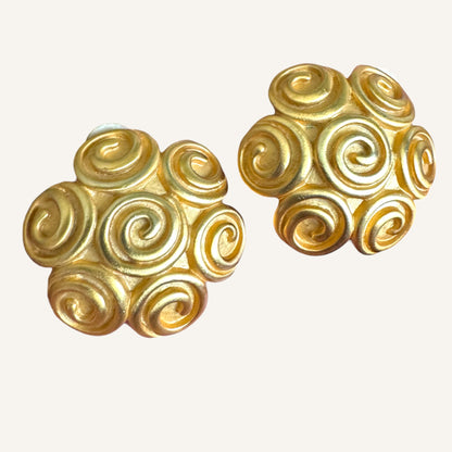 Anne Klein Domed Swirl Clip-On Earrings in Dual-Tone Gold Finish