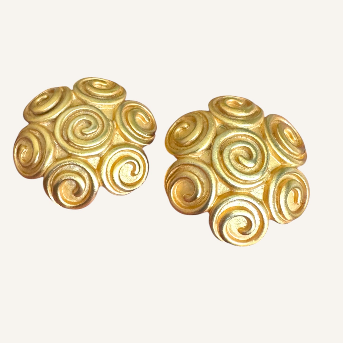 Anne Klein Domed Swirl Clip-On Earrings in Dual-Tone Gold Finish