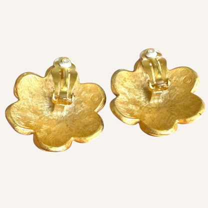 Anne Klein Domed Swirl Clip-On Earrings in Dual-Tone Gold Finish