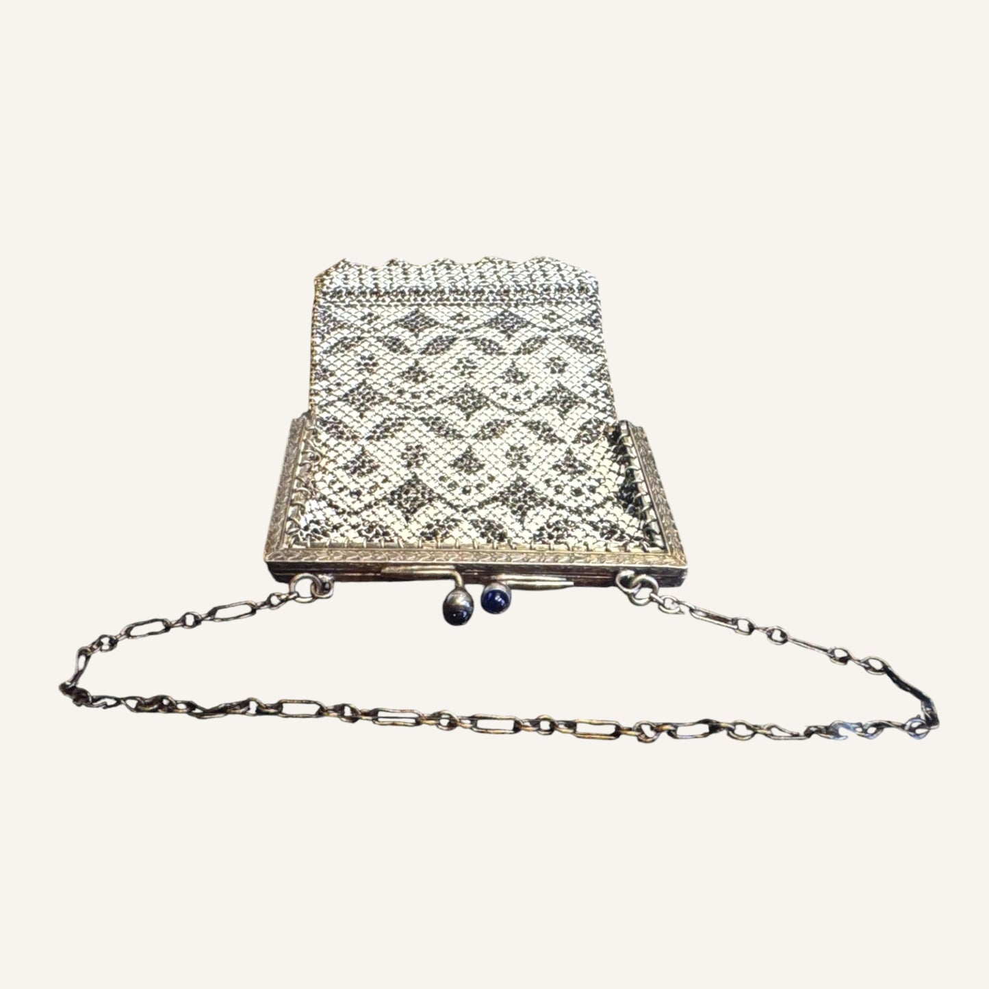 Antique Mandalian Mfg. Enameled Metal Mesh Purse | Art Deco 1920s Flapper Evening Bag