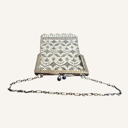 Antique Mandalian Mfg. Enameled Metal Mesh Purse | Art Deco 1920s Flapper Evening Bag