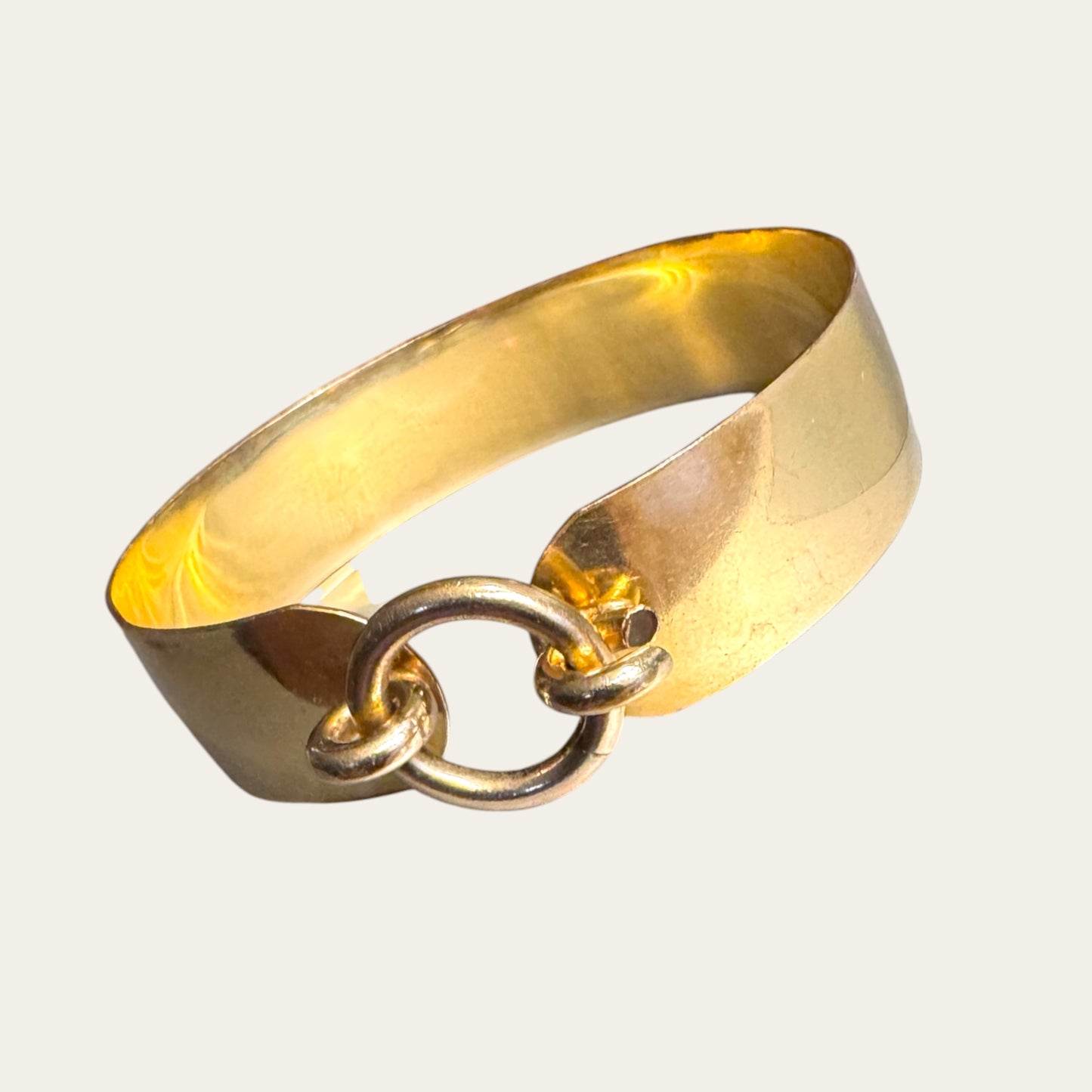Vintage Gold Filled Sculptural Link Cuff – Signed Statement Bracelet