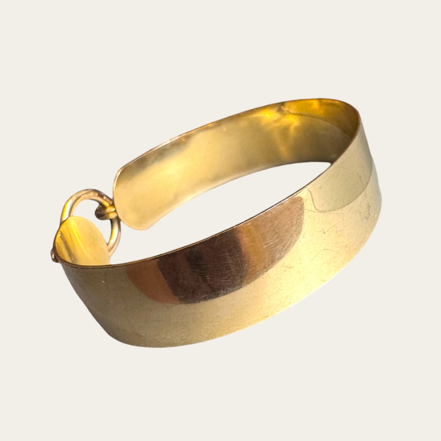 Vintage Gold Filled Sculptural Link Cuff – Signed Statement Bracelet