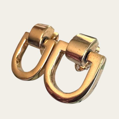 Vintage Givenchy Sculptural Horseshoe Clip-On Earrings, Gold Tone, French Designer Statement