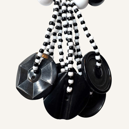 Monochrome Memphis Inspired Lucite & Glass Statement Necklace Set