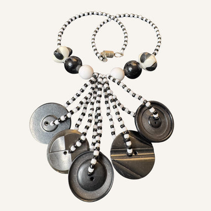 Monochrome Memphis Inspired Lucite & Glass Statement Necklace Set