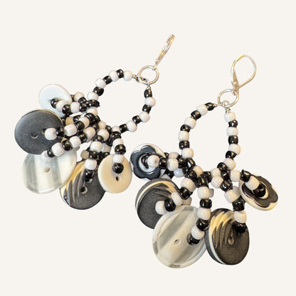 Monochrome Memphis Inspired Lucite & Glass Statement Necklace Set
