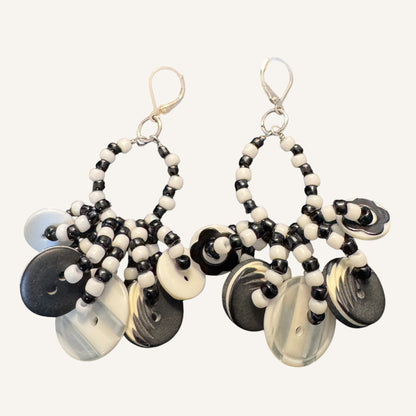 Monochrome Memphis Inspired Lucite & Glass Statement Necklace Set