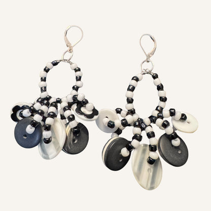 Monochrome Memphis Inspired Lucite & Glass Statement Necklace Set