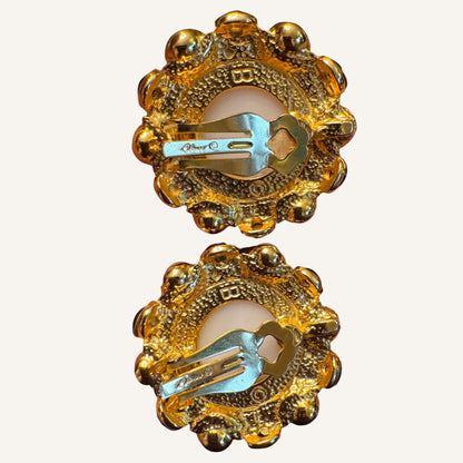 Blanca Faux Pearl & Gripoix Cabochon Statement Clip-On Earrings