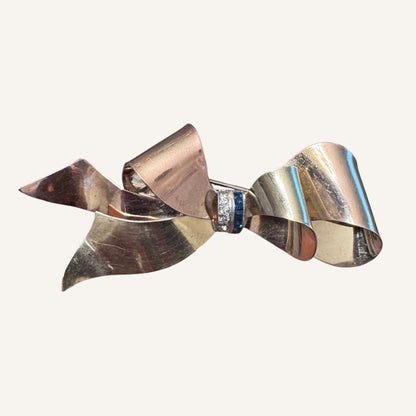 Vintage Taylord Sterling & 12K Gold-Filled Ribbon Bow Brooch