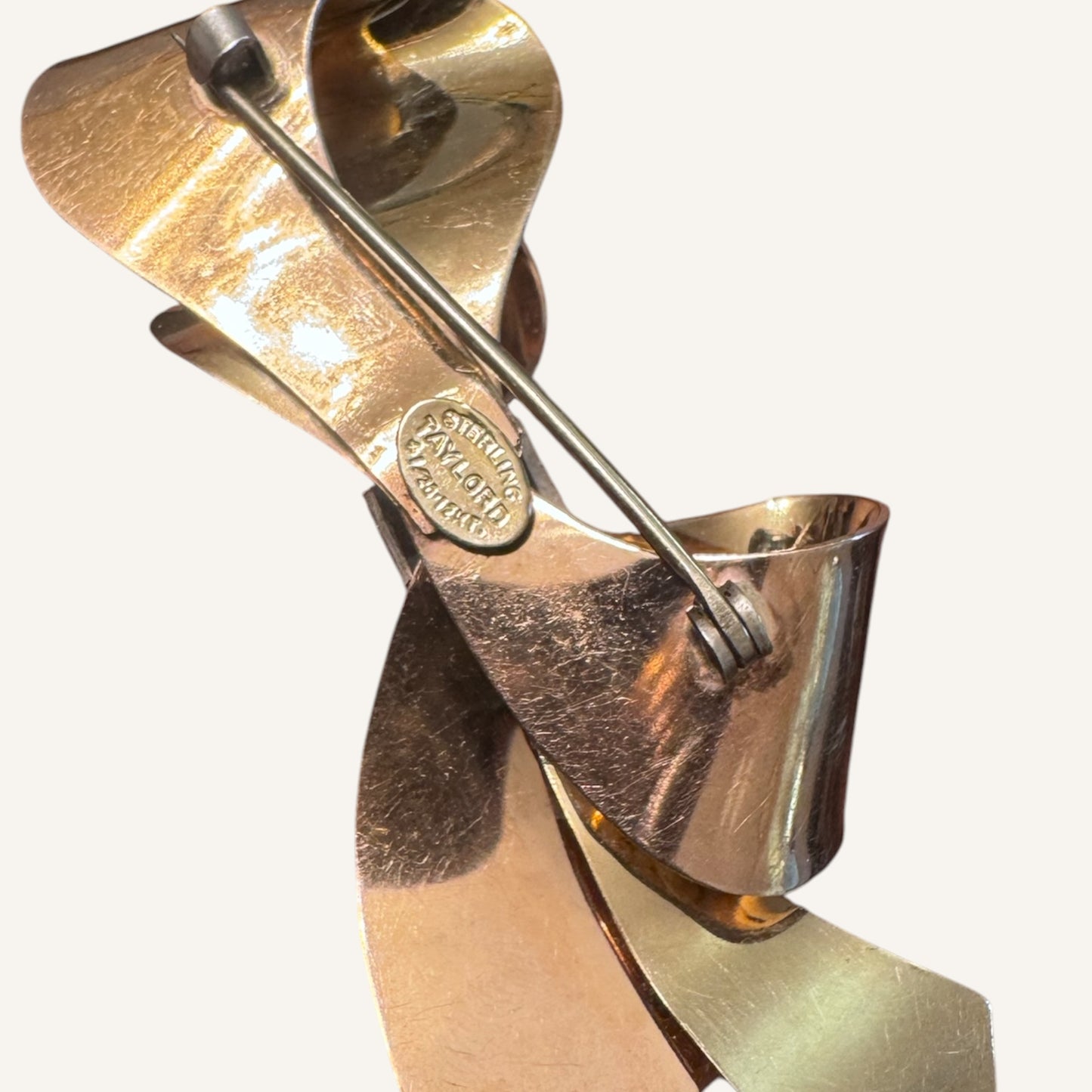 Vintage Taylord Sterling & 12K Gold-Filled Ribbon Bow Brooch