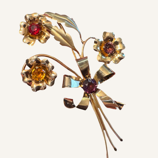 Vintage Sydney Berman 12K Gold-Filled Floral Spray Brooch