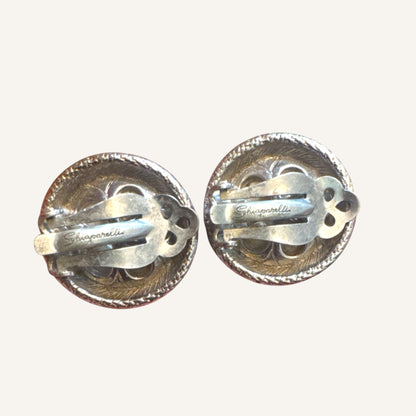 Vintage Elsa Schiaparelli Faux Baroque Pearl Clip-On Earrings – Signed – Silver Tone – Circa 1950s–1960s