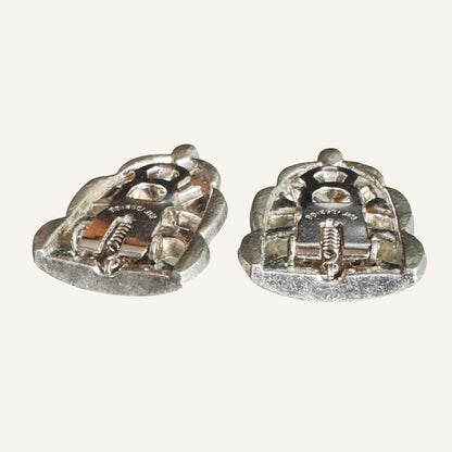 Rare Art Deco Paste Dress Clips Pair | 1930s Silvertone Rhinestone Fur Clips | Patent No. 185-2188