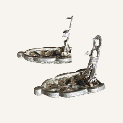Rare Art Deco Paste Dress Clips Pair | 1930s Silvertone Rhinestone Fur Clips | Patent No. 185-2188