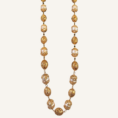 St. John Baroque Pearl & Filigree Station Necklace 1990s Vintage Couture