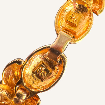 VO / AFJ Signed Runway Collar Necklace | 1980s–1990s Gold Tone Rhinestone Statement Necklace