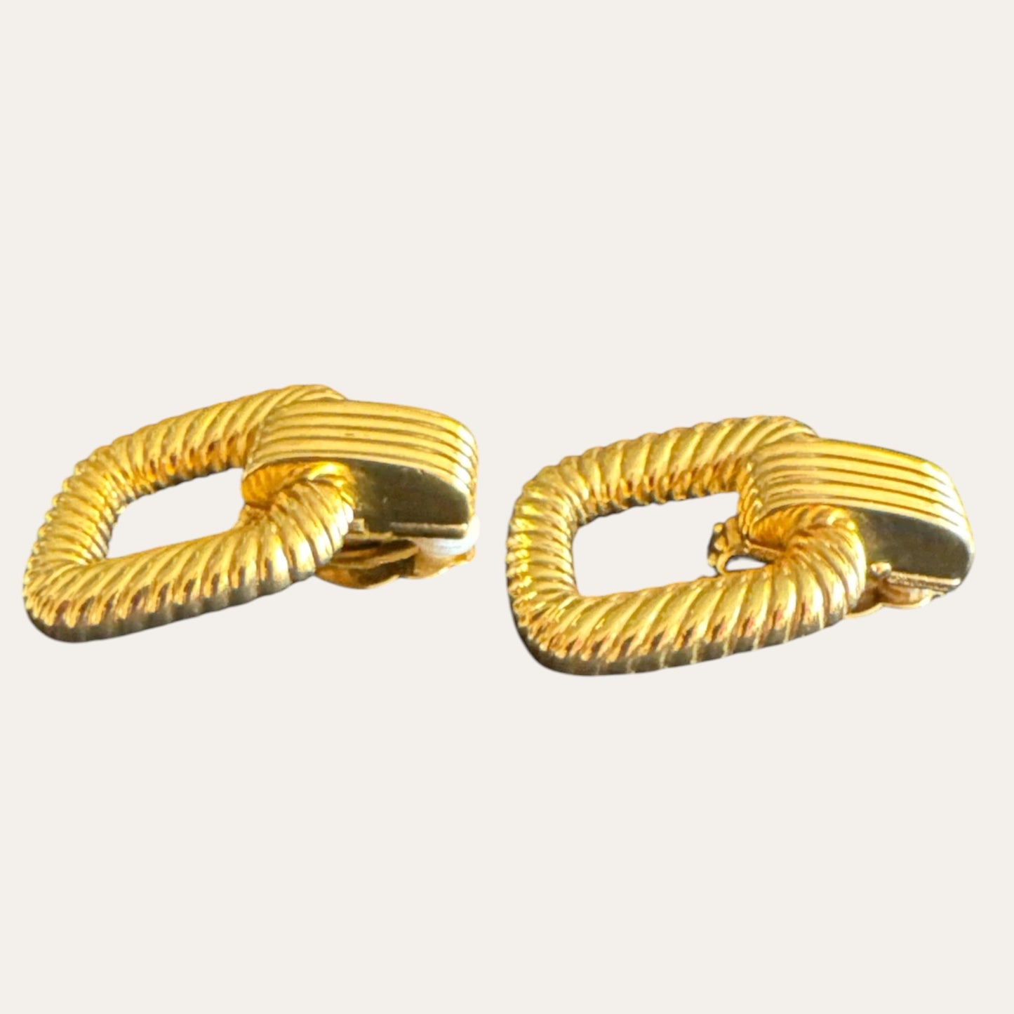 Vintage Joan Rivers Gold Tone Square Door Knocker Clip-On Earrings