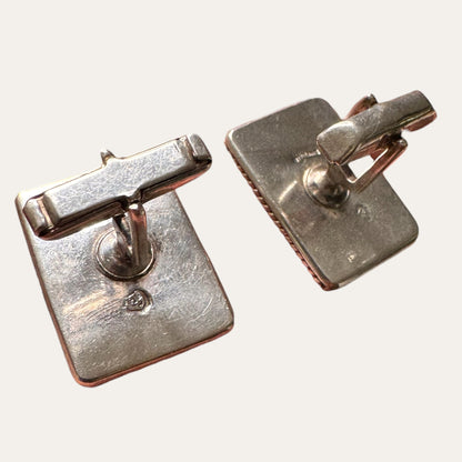 Vintage Sterling Silver Moonstone Cufflinks – Sculptural Rope Border Men’s Jewelry