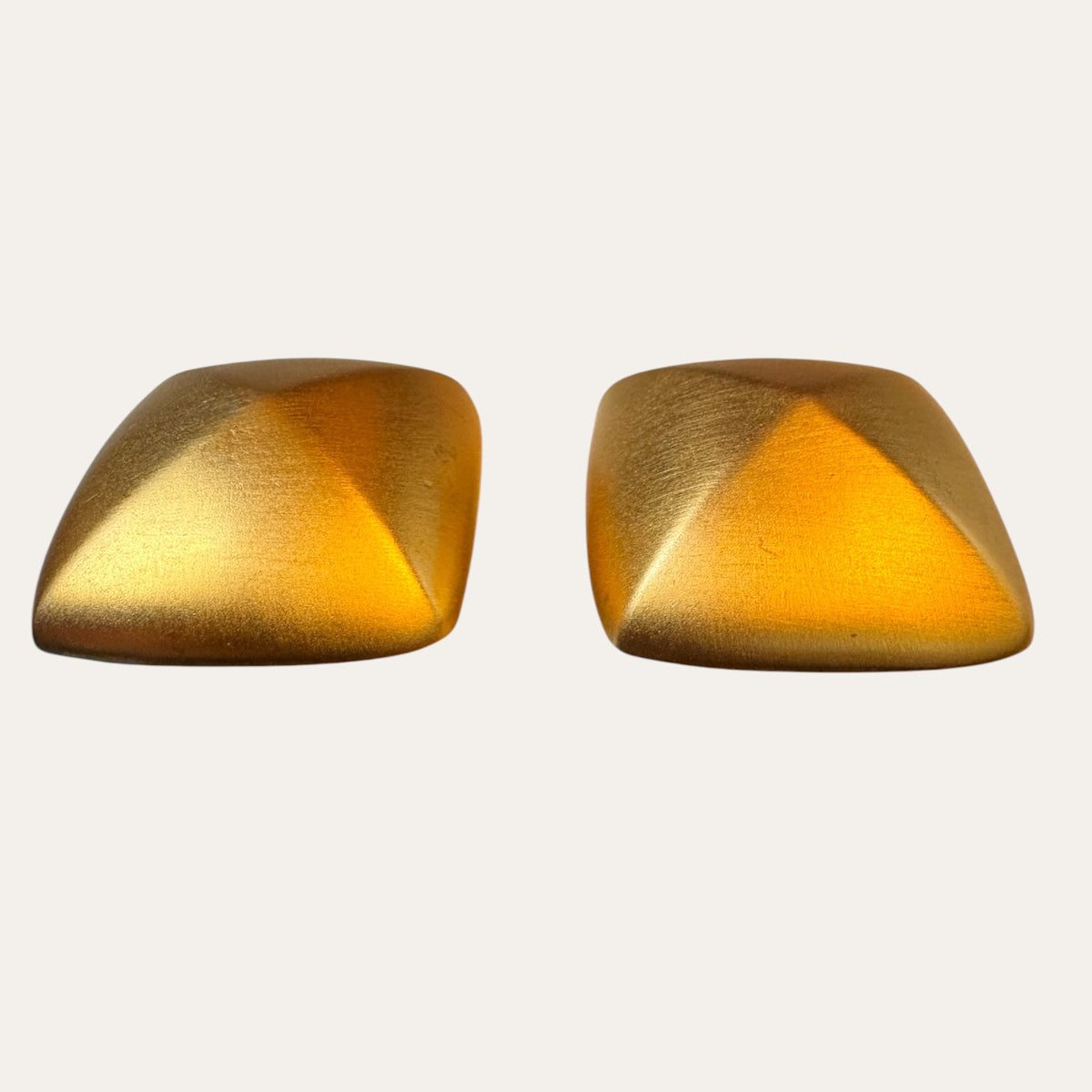 Vintage Givenchy Matte Gold Geometric Pyramid Clip-On Earrings | Circa 1980s–1990s