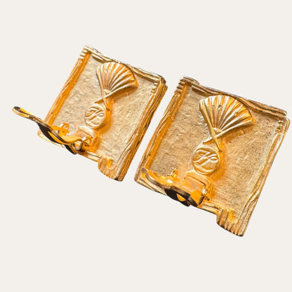 Vintage Karl Lagerfeld Gold & Silver Heart Clip-On Earrings | Circa 1990s