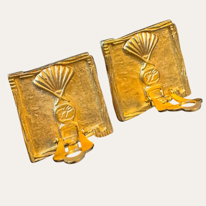Vintage Karl Lagerfeld Gold & Silver Heart Clip-On Earrings | Circa 1990s