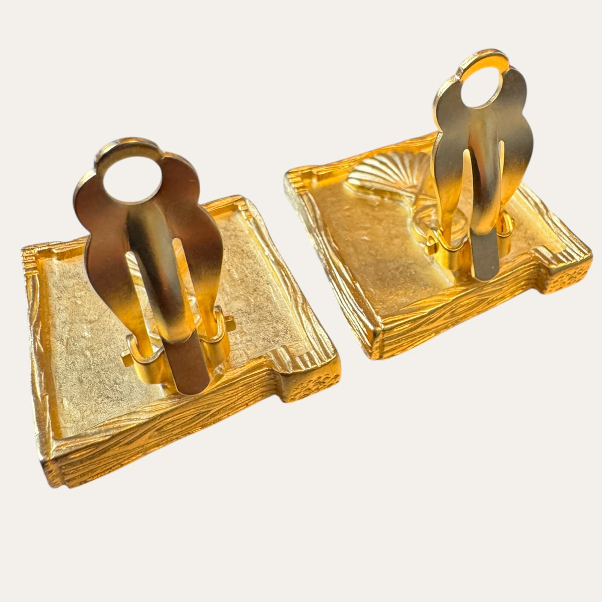 Vintage Karl Lagerfeld Gold & Silver Heart Clip-On Earrings | Circa 1990s
