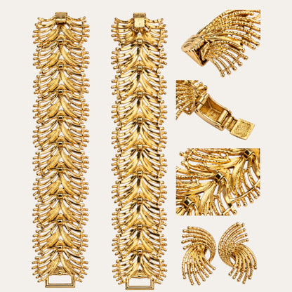 Vintage Sarah Coventry “Golden Bouquet” Bracelet & Earring Demi-Parure – c. 1961