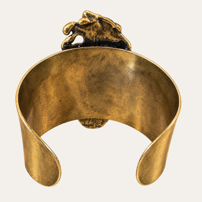 Vintage Sculptural Brass Face Statement Cuff Bracelet