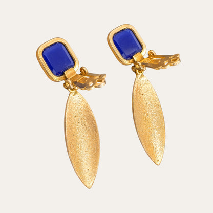 Alice Caviness 1950s Blue Glass & Filigree Brooch and Earrings Demi-Parure