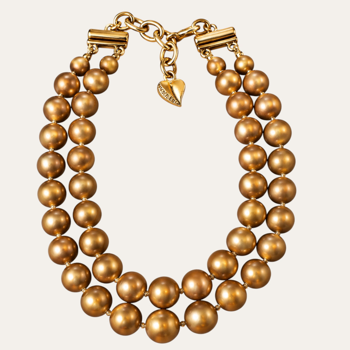 Vintage Carolee Double-Strand Gold Pearl Statement Choker Necklace — Circa 1980s