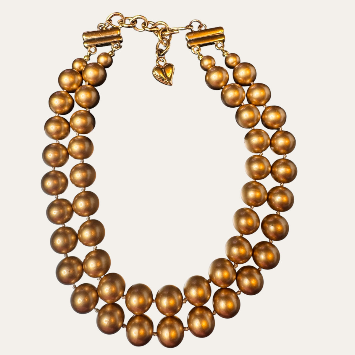 Vintage Carolee Double-Strand Gold Pearl Statement Choker Necklace — Circa 1980s