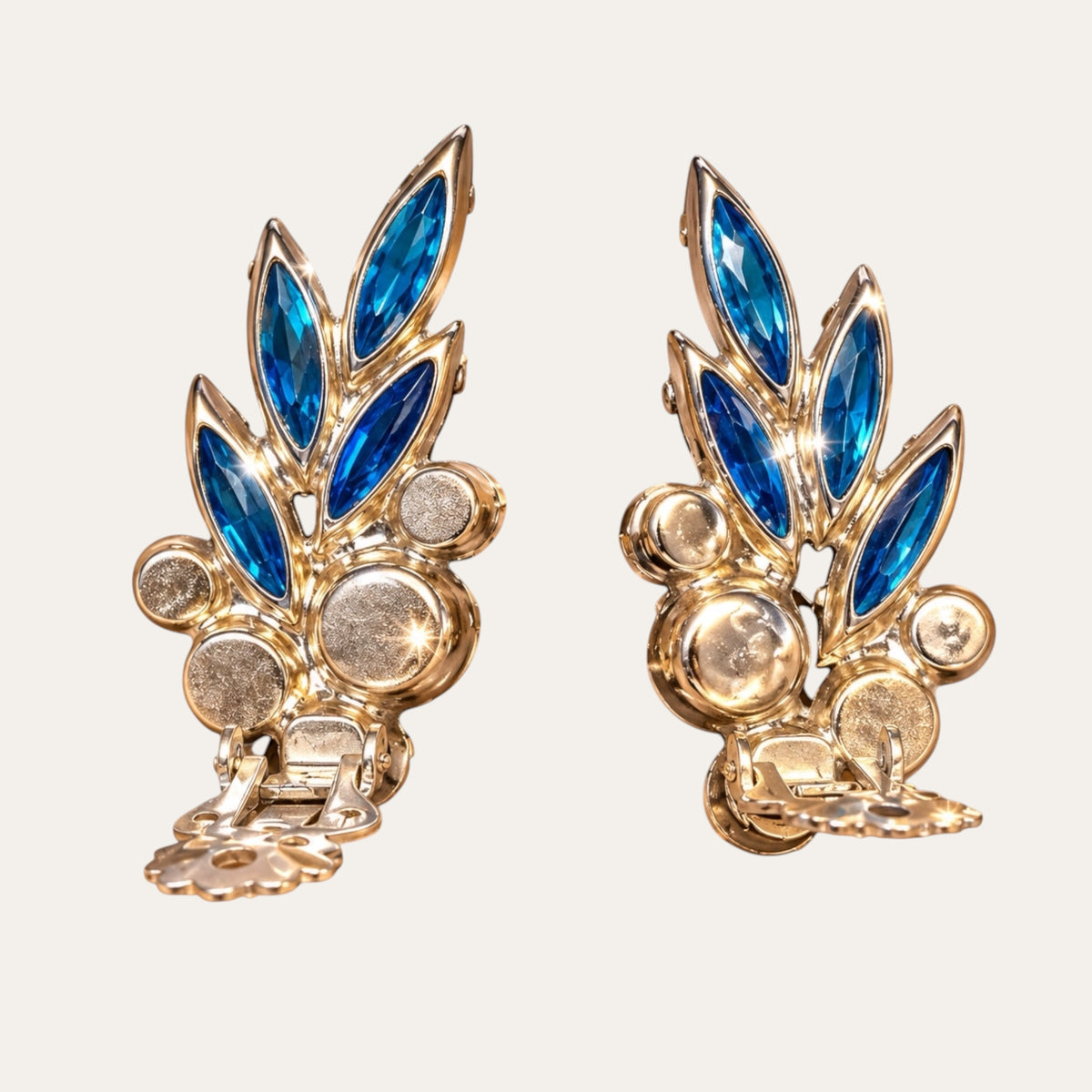 Magnificent Vintage Juliana Royal Blue Rhinestone Ear Climber Earrings | Verified DeLizza & Elster | 1960s Glamour