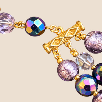 Vintage Hattie Carnegie Triple-Strand Amethyst Glass & Crystal Statement Necklace