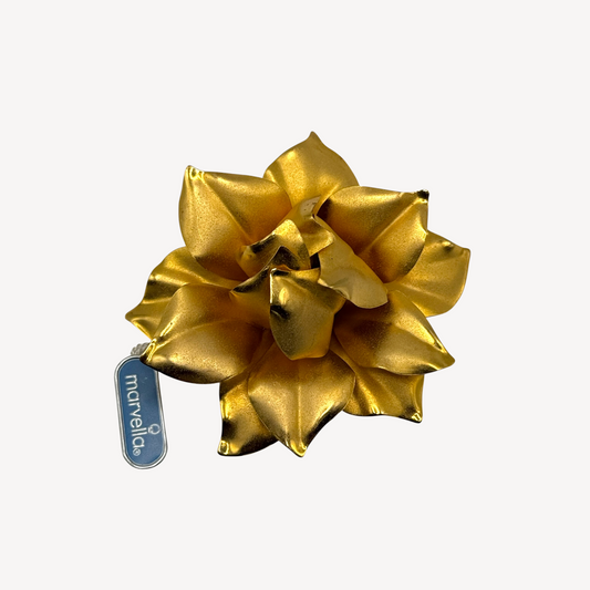 Vintage Marvella Gold-Tone Dimensional Flower Brooch – Original Tag, Statement Floral Pin (Unsigned)