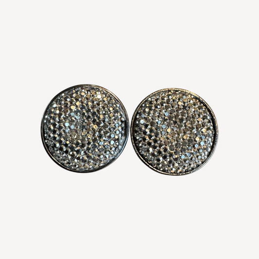 Joan Rivers Gunmetal Pavé Crystal Clip-On Earrings – Signed Lightweight Sparkle