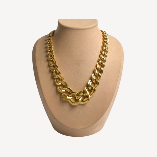 Vintage Monet Chunky Gold-Tone Curb Chain Statement Necklace