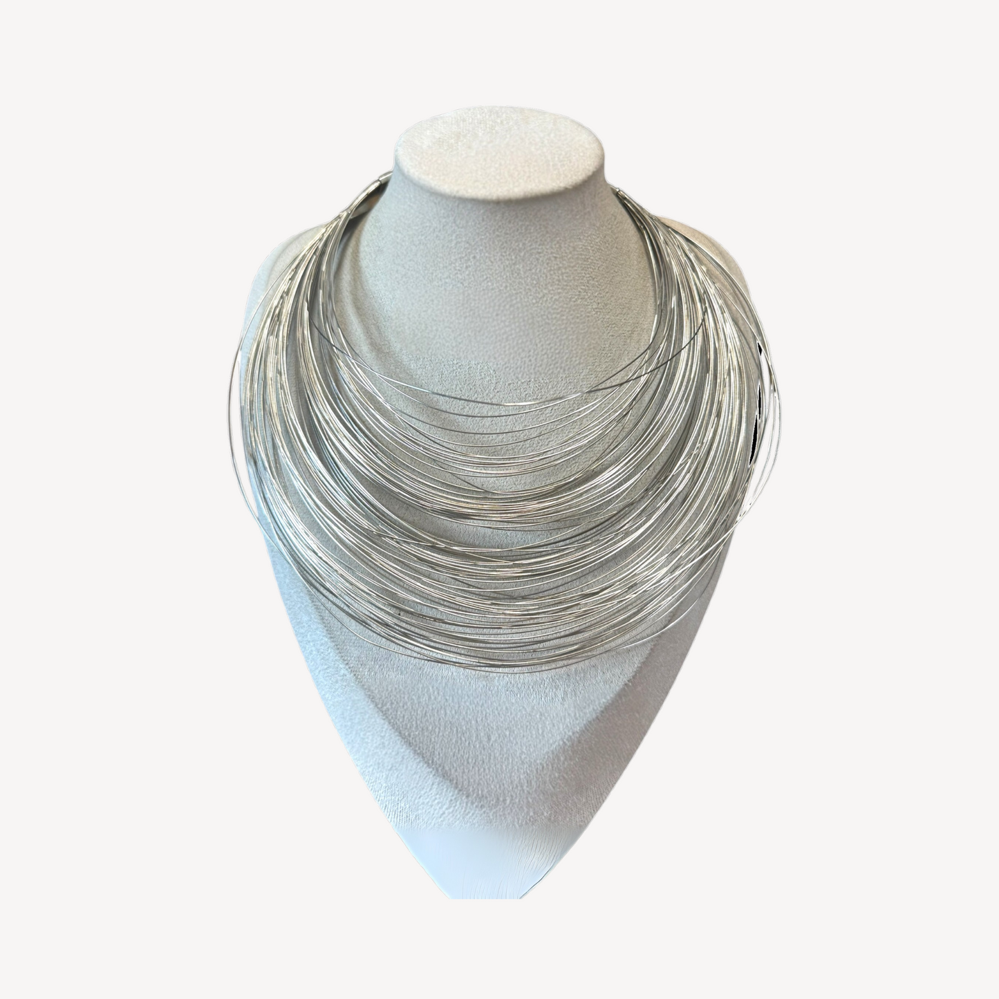 Rare vintage Vendome signed sculptural silver wire choker necklace – bold architectural statement jewelry